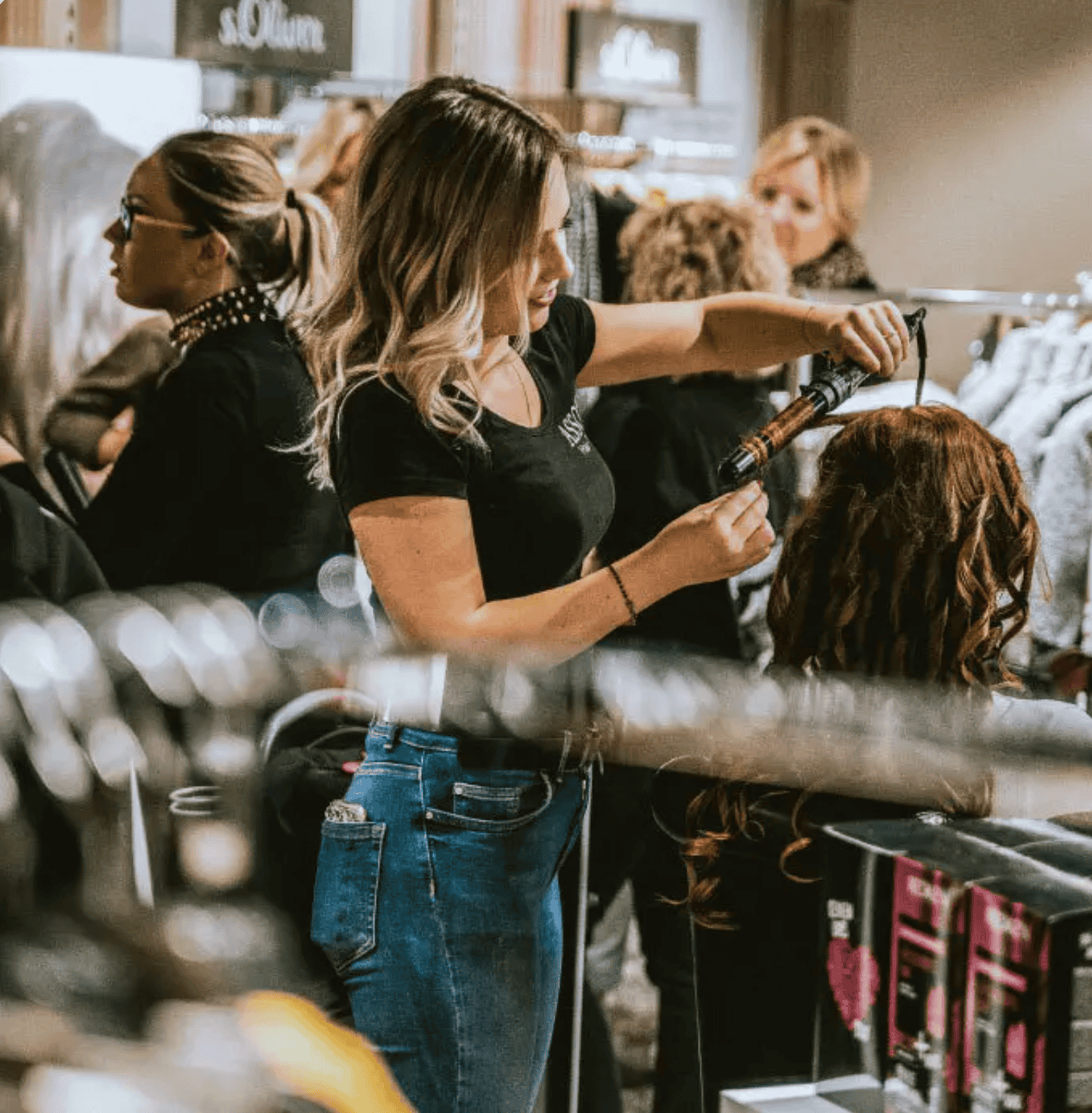 Retail team collaborating